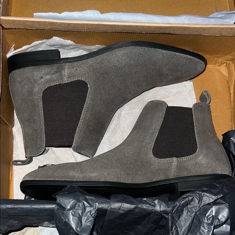 ASOS Gray Suede Chelsea Boots